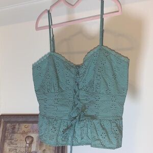 Wild Fable Teal Eyelet Ruffle Blouse